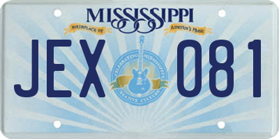 MS license plate JEX081