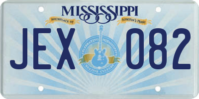 MS license plate JEX082