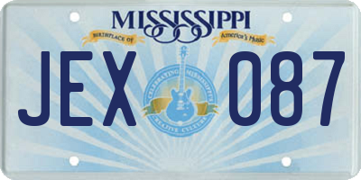 MS license plate JEX087