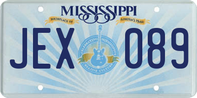 MS license plate JEX089