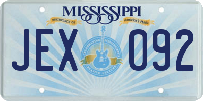 MS license plate JEX092