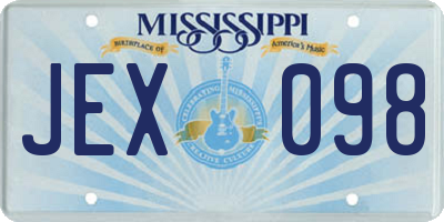 MS license plate JEX098