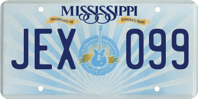 MS license plate JEX099