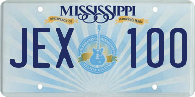 MS license plate JEX100