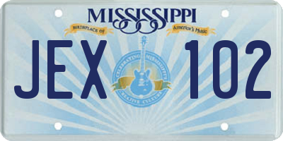 MS license plate JEX102