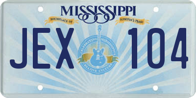MS license plate JEX104