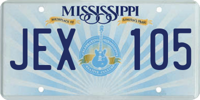 MS license plate JEX105