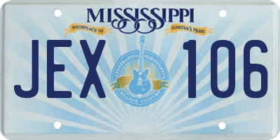 MS license plate JEX106