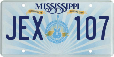 MS license plate JEX107