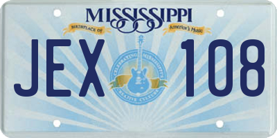 MS license plate JEX108