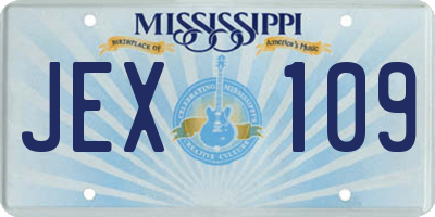 MS license plate JEX109
