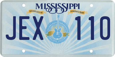 MS license plate JEX110