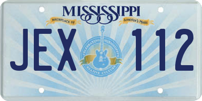 MS license plate JEX112