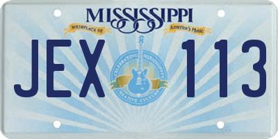 MS license plate JEX113