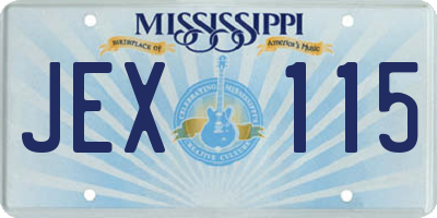 MS license plate JEX115