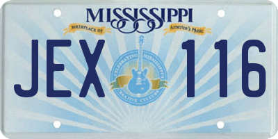 MS license plate JEX116
