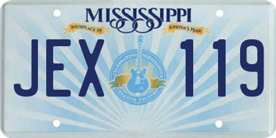 MS license plate JEX119