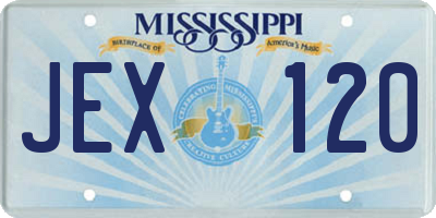 MS license plate JEX120