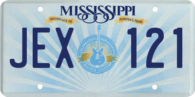 MS license plate JEX121