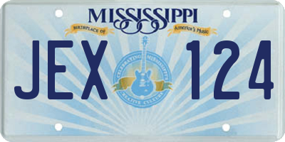 MS license plate JEX124