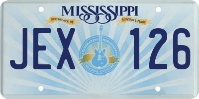 MS license plate JEX126