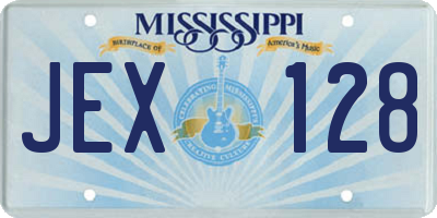 MS license plate JEX128