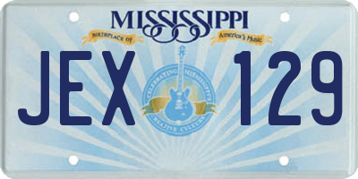 MS license plate JEX129