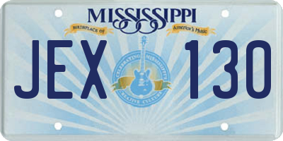 MS license plate JEX130