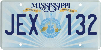 MS license plate JEX132