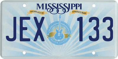 MS license plate JEX133