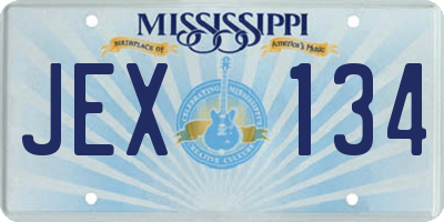 MS license plate JEX134
