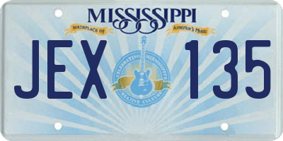 MS license plate JEX135