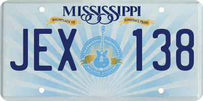 MS license plate JEX138