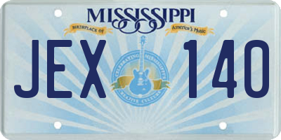MS license plate JEX140