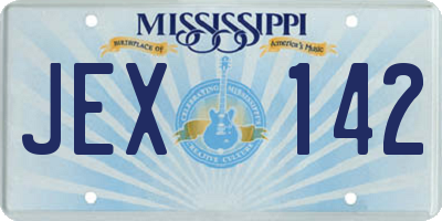 MS license plate JEX142