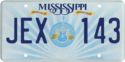 MS license plate JEX143