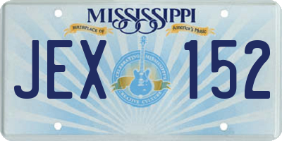 MS license plate JEX152