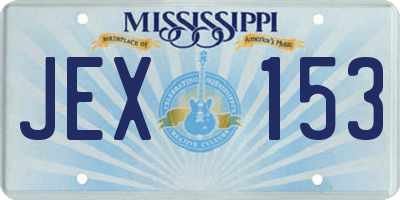 MS license plate JEX153