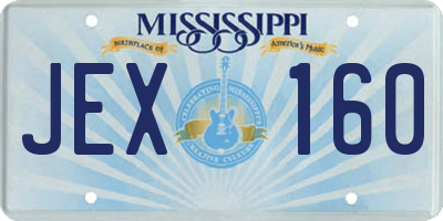 MS license plate JEX160