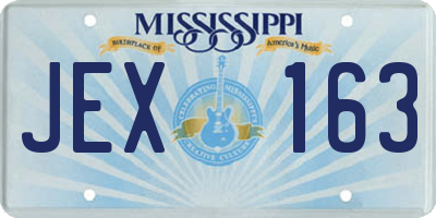 MS license plate JEX163