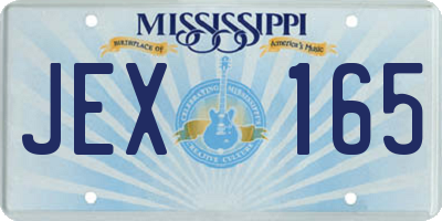 MS license plate JEX165