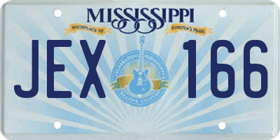 MS license plate JEX166