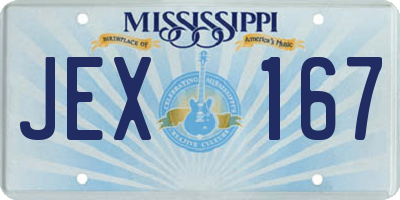 MS license plate JEX167