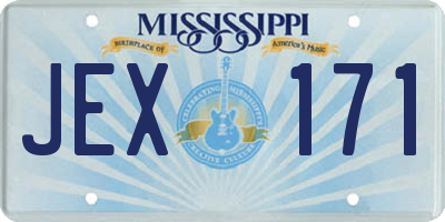 MS license plate JEX171