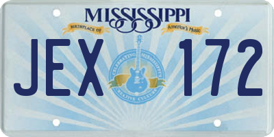 MS license plate JEX172