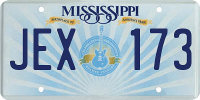 MS license plate JEX173