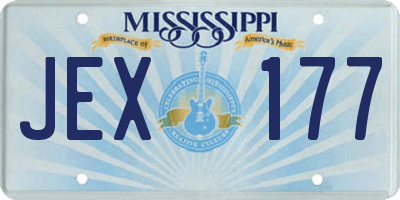 MS license plate JEX177