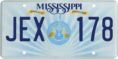 MS license plate JEX178