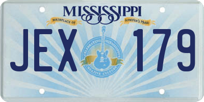 MS license plate JEX179