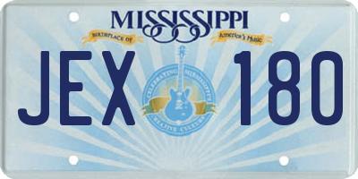 MS license plate JEX180
